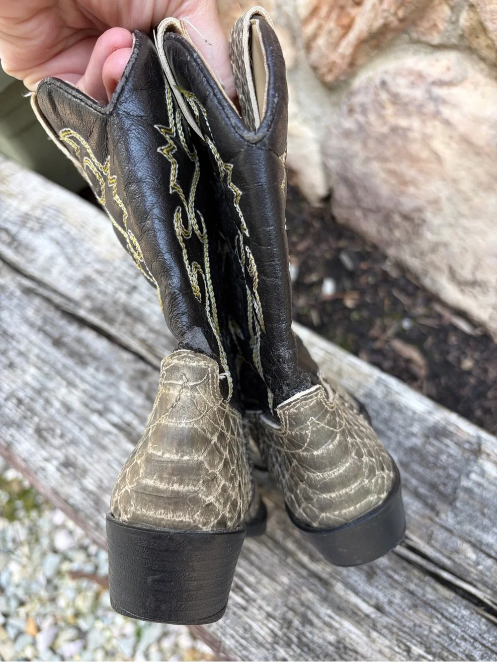 Dingo Brown and Cream Kids Western Cowboy Boots